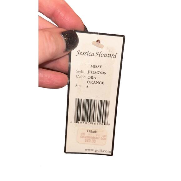 JESSICA‎ HOWARD ORANGE PINK WHITE FLORAL SLEEVELESS LINED DRESS - SIZE 8 - NWT - Picture 8 of 15